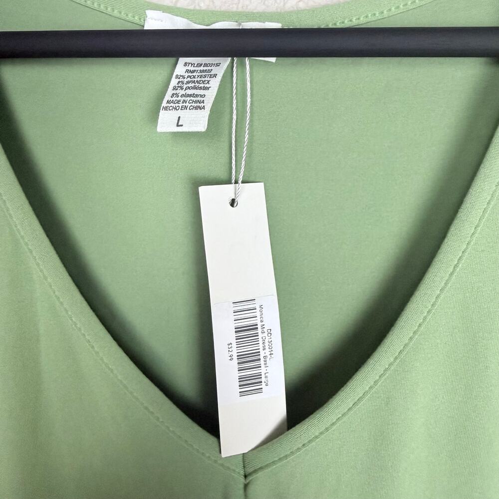 Dusty Green V-Neck Drawstring Sleeveless Midi Dress - Picture 9 of 9